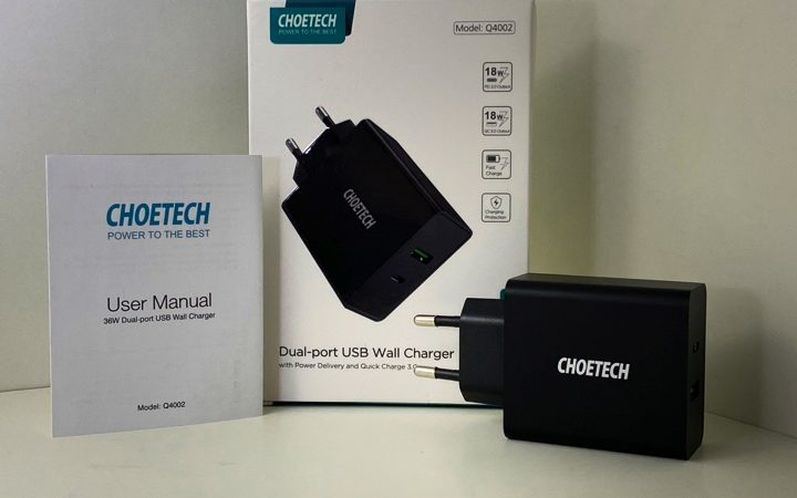 CHOETECH caricatore muro, con porta 1 usb-c e 1 “classica”, con potenza pari a 36 Watt 23-02-2020